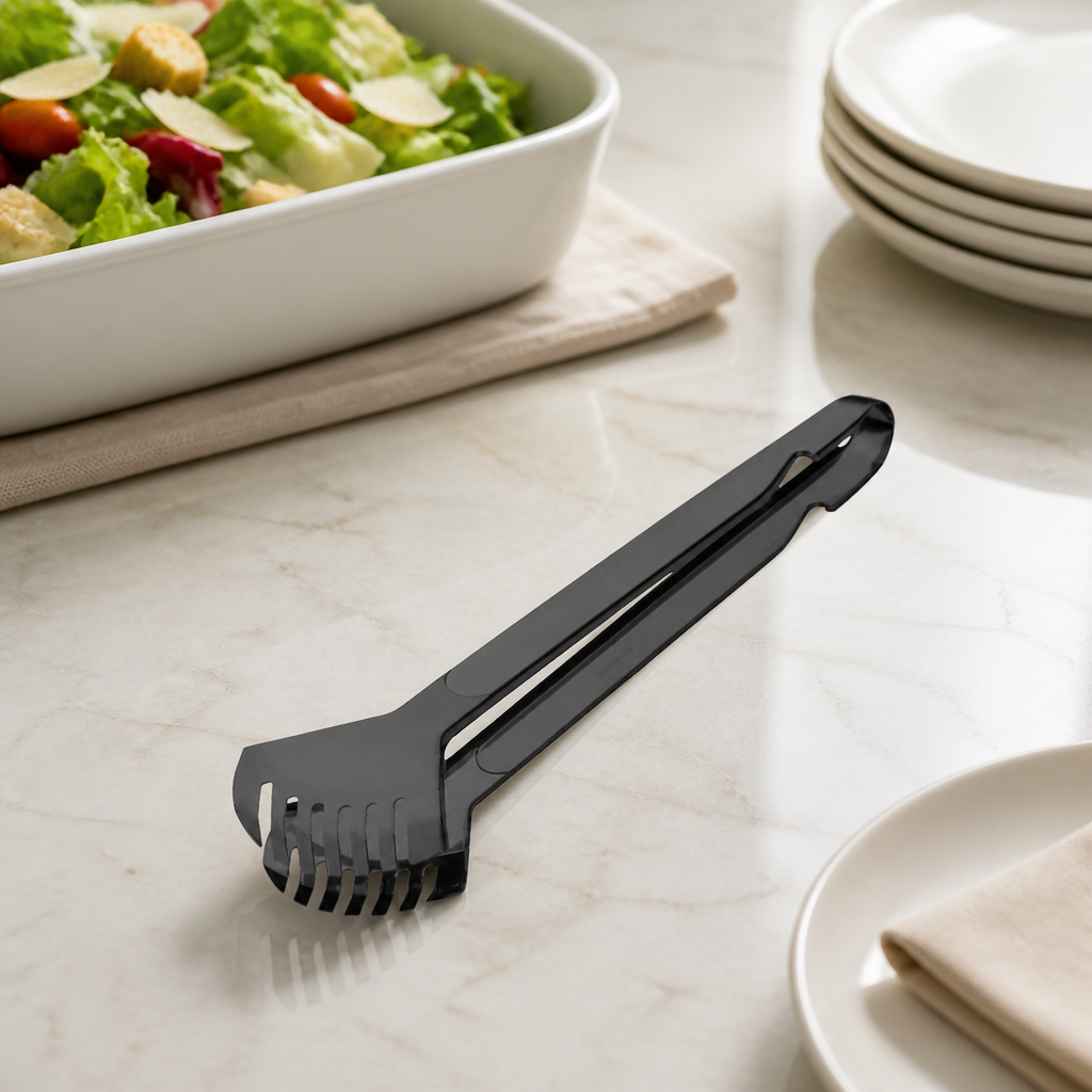 Commercial Serving Tongs Black 6 Pack Stainless Steel