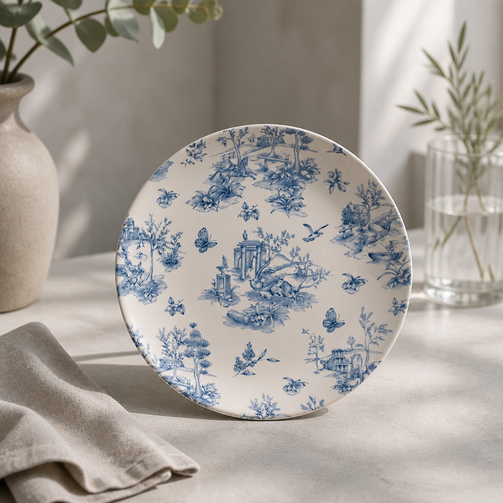 Commercial Deep Coupe Plates 255mm Vintage Toile 12 Pack