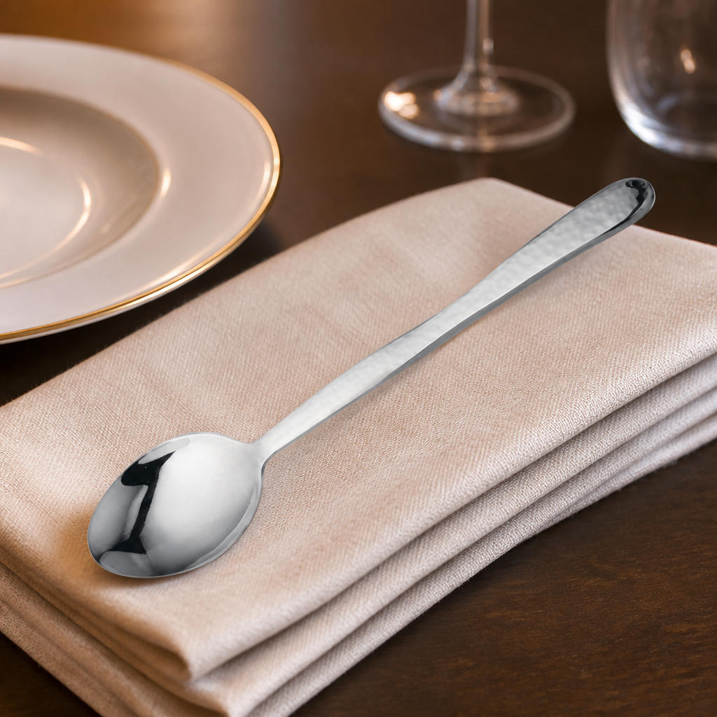 Large Solid Serving Spoon 13" Hammered Finish 6 Pack