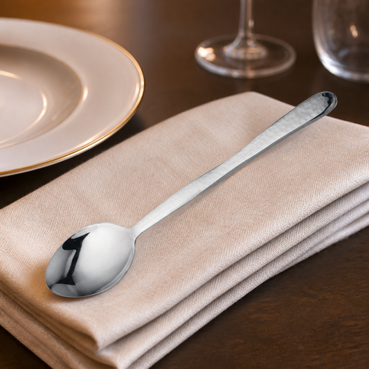 Large Solid Serving Spoon 13" Hammered Finish 6 Pack Commercial
