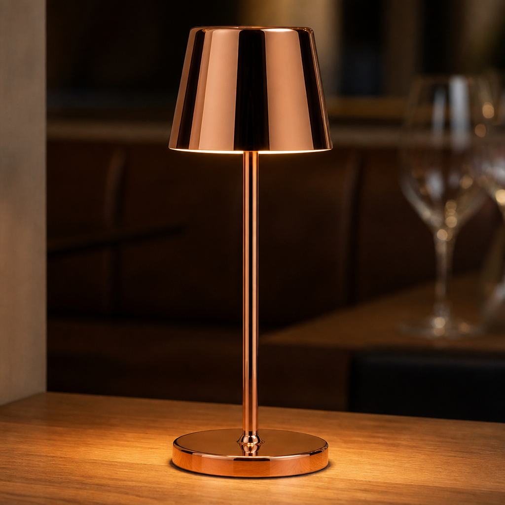 Micro LED Cordless Table Lamp 210mm Copper - 6 Pack