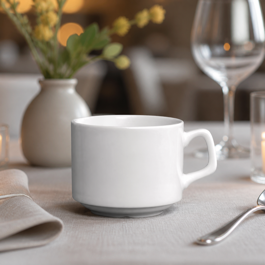Commercial Stacking Cups 200ml - 6 Pack Crockery Set