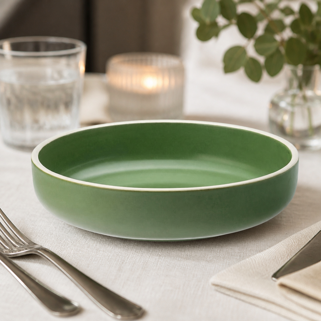 Commercial Vitrified Porcelain Bowls 175mm Forest Green 6 Pack