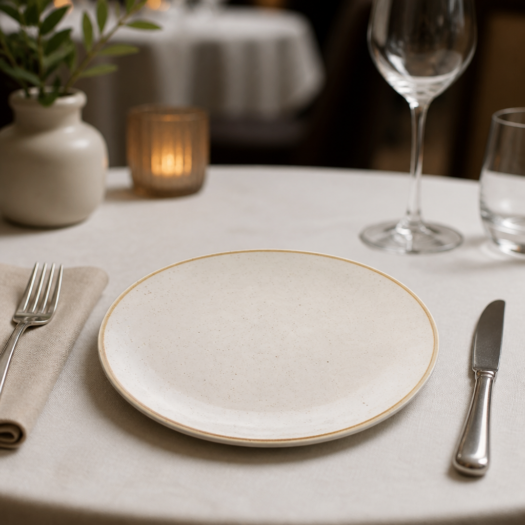 Commercial Round Coupe Plate 200mm in Barley colour