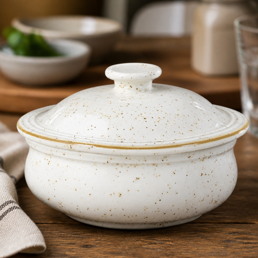 Commercial Lidded Stew Pots 430ml Barley 6 Pack