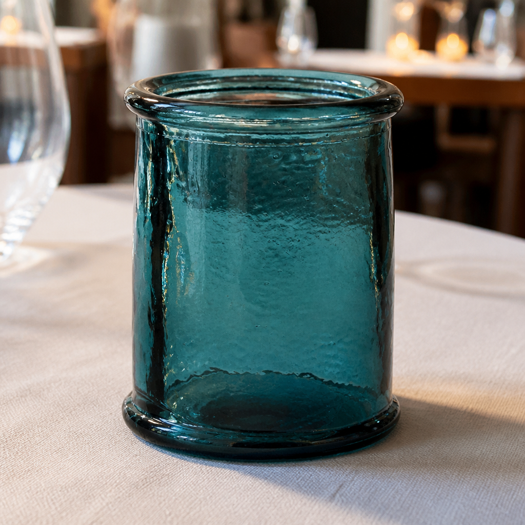 Set of 3 recycled glass tealight candleholders 3 inches