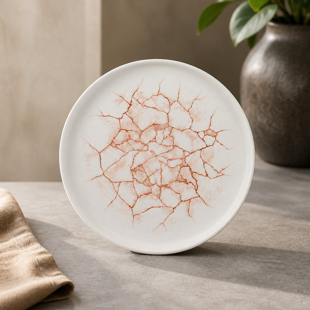 Kintsugi Walled Plates Coral 260mm - 6 Pack Commercial Tableware