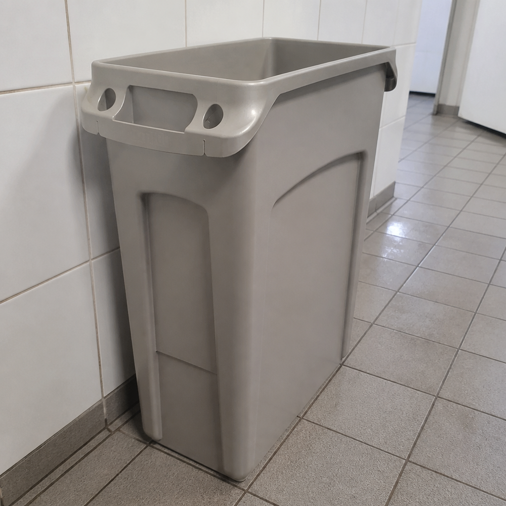 60Ltr Commercial Waste Bin with Venting Channels in Beige