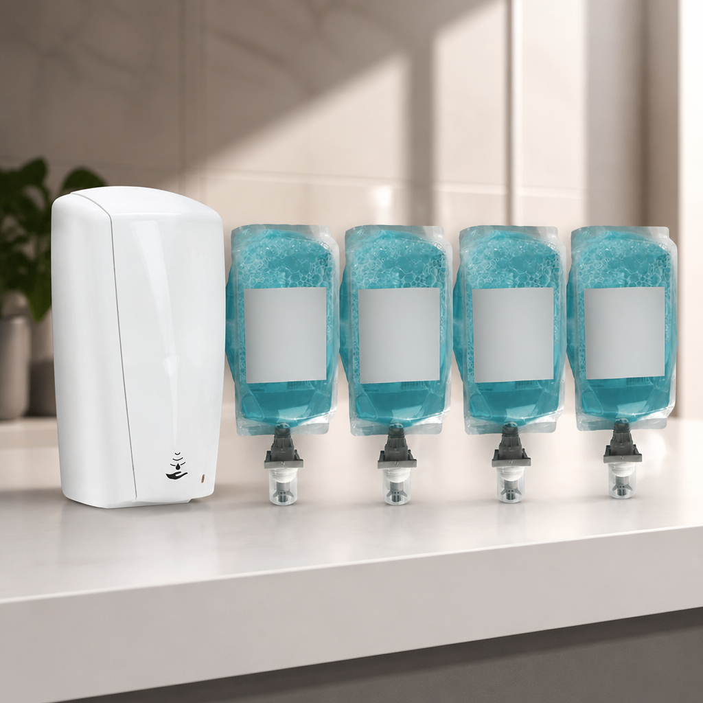Commercial Touch Free Soap Dispenser with 4 Foam Refills 1.1Ltr