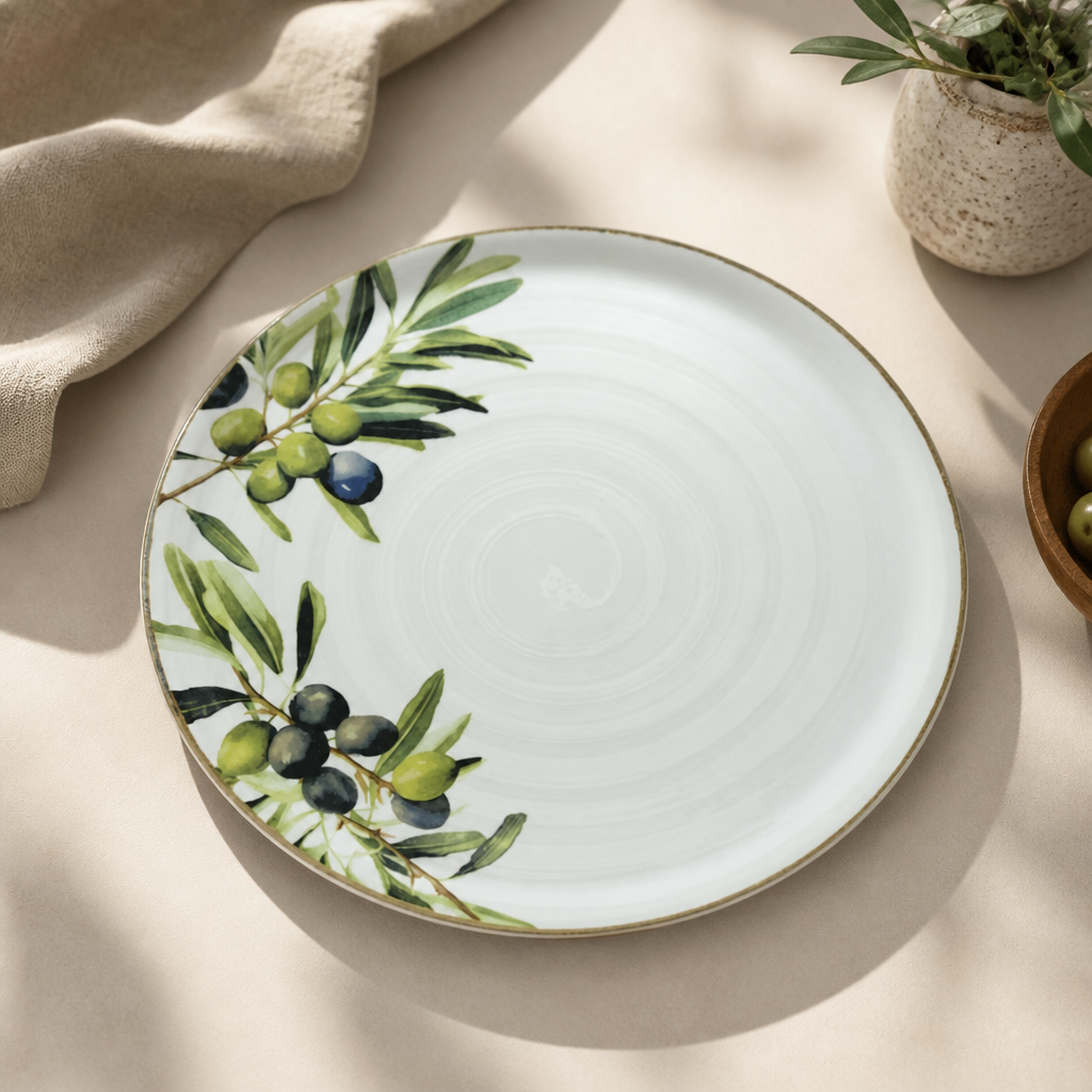 Commercial Pizza Plates 310mm Olive Ceramic 6 Pack