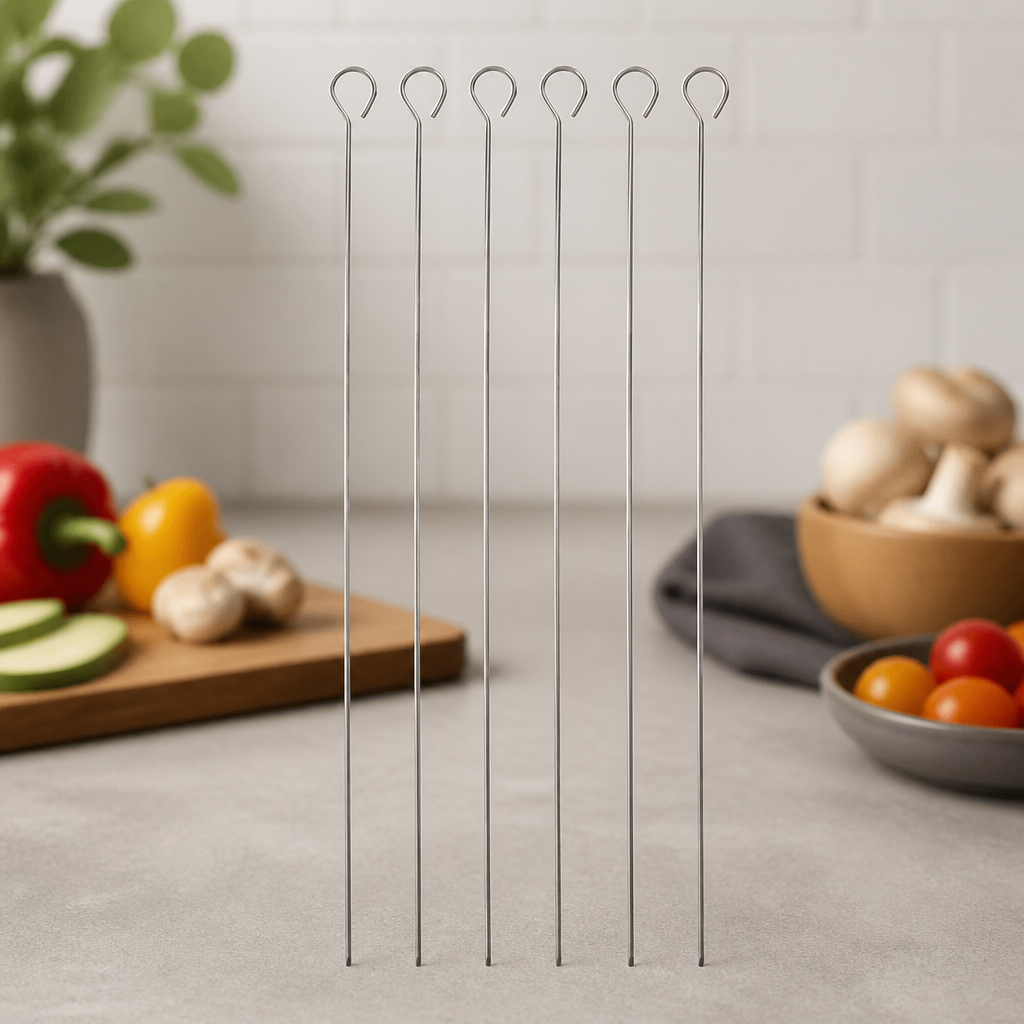 Commercial Stainless Steel Flat Sided Skewers 6 Pack