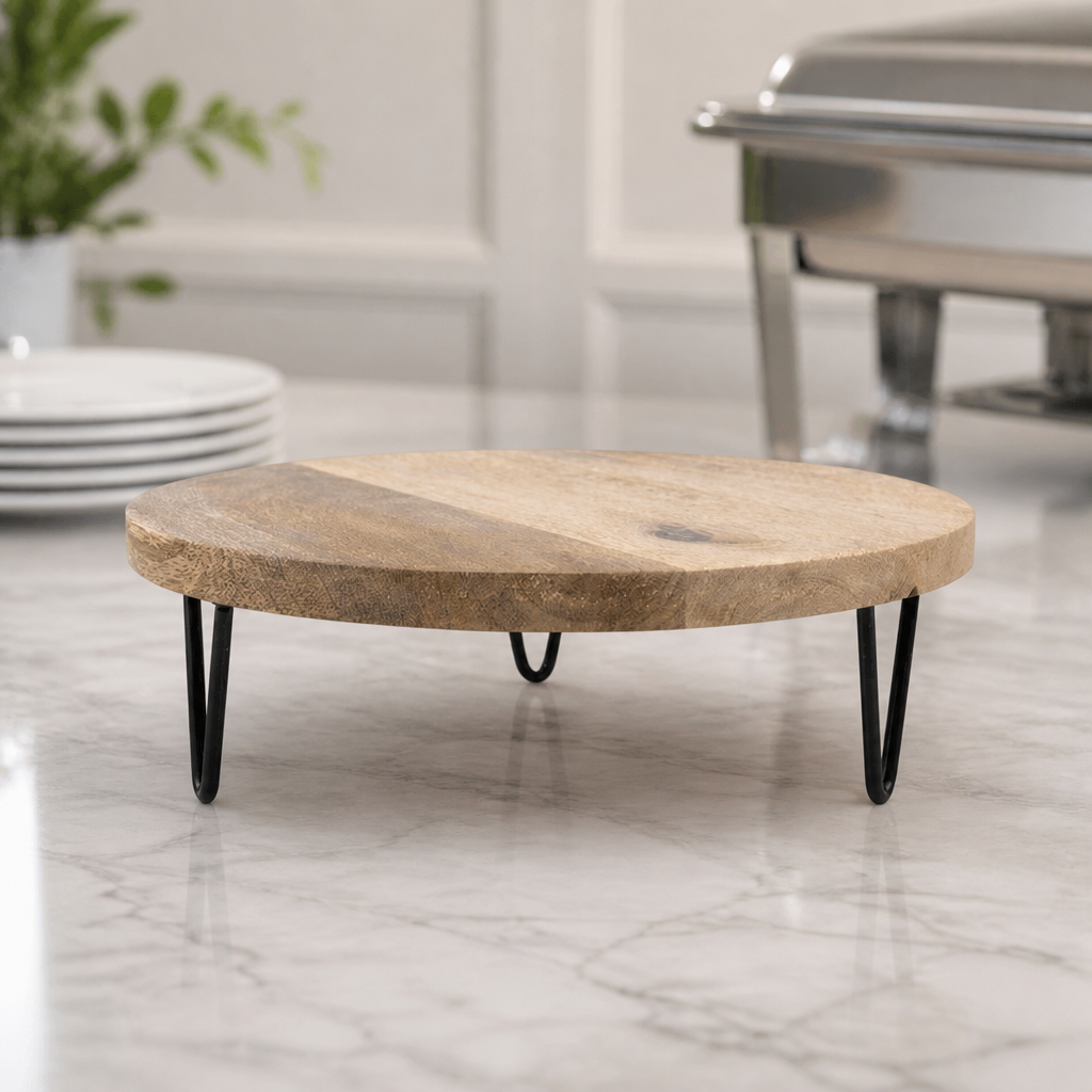 Commercial Round Display Stand Mango Wood 300x80mm