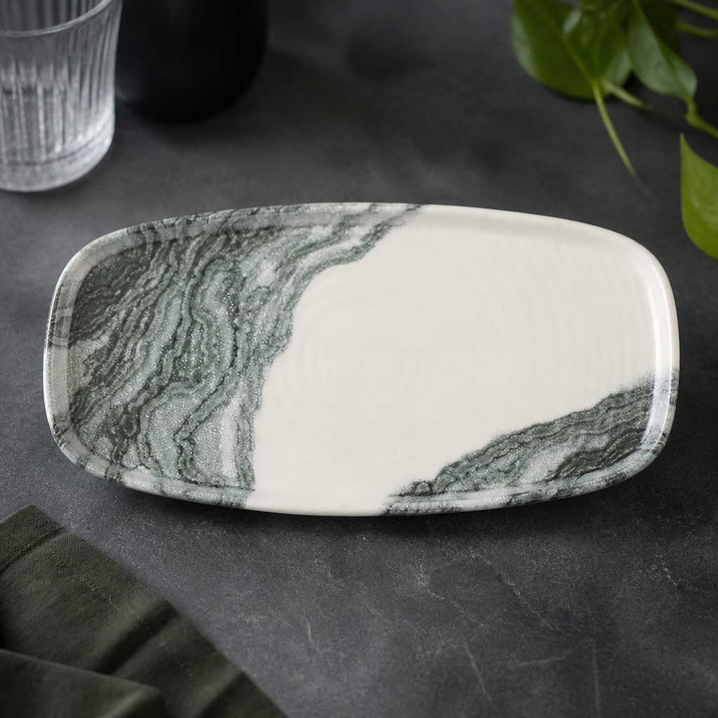 Commercial Oblong Chef's Plates 305 x 178mm Black 6 Pack