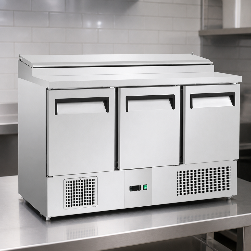 390L Commercial Saladette Prep Counter Fridge with GN Topper