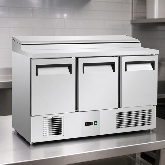 390L Commercial Saladette Prep Counter Fridge with GN Topper
