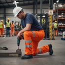 Premium High-Performance Stretch Cargo Trousers in Orange with ISO 20471 Class 1 Compliance and Railway Group Standard