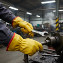 Premium Heavy Duty Yellow Leather Gloves with Fleece Lining for Outdoor Work - Available in Sizes 8, 9, and 10