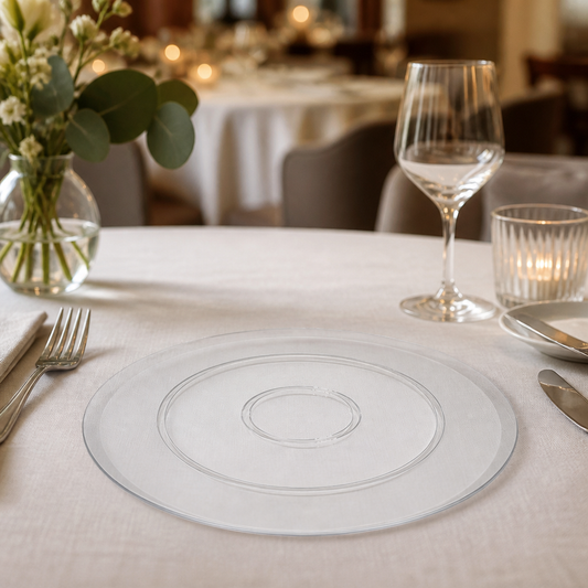 Commercial Clear Polycarbonate Display Plate 345mm Diameter