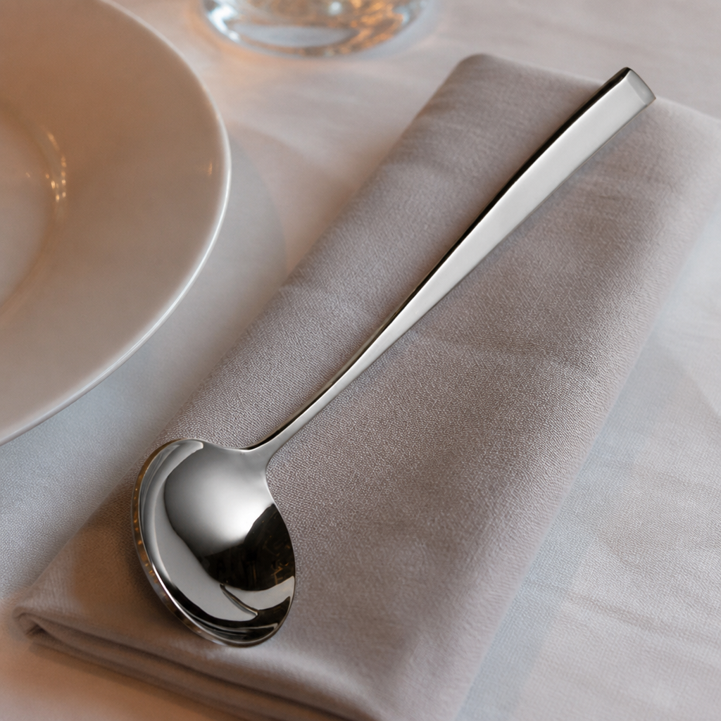 Set of 12 stainless steel English soup spoons
