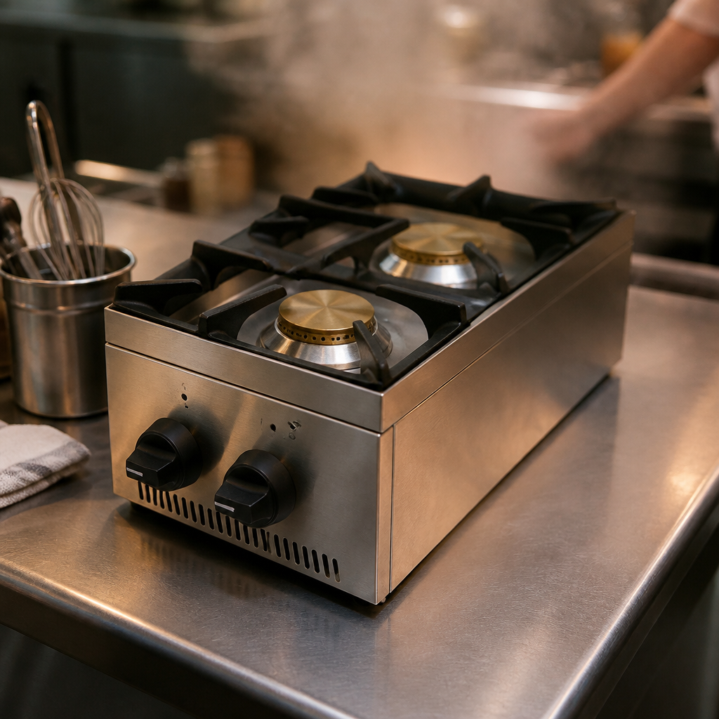 Commercial 2 Burner LPG Hob Stainless Steel 11.1kW