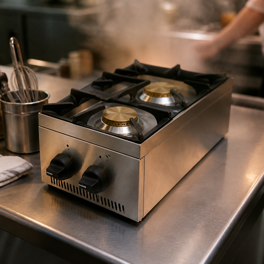 Commercial 2 Burner LPG Hob Stainless Steel 11.1kW