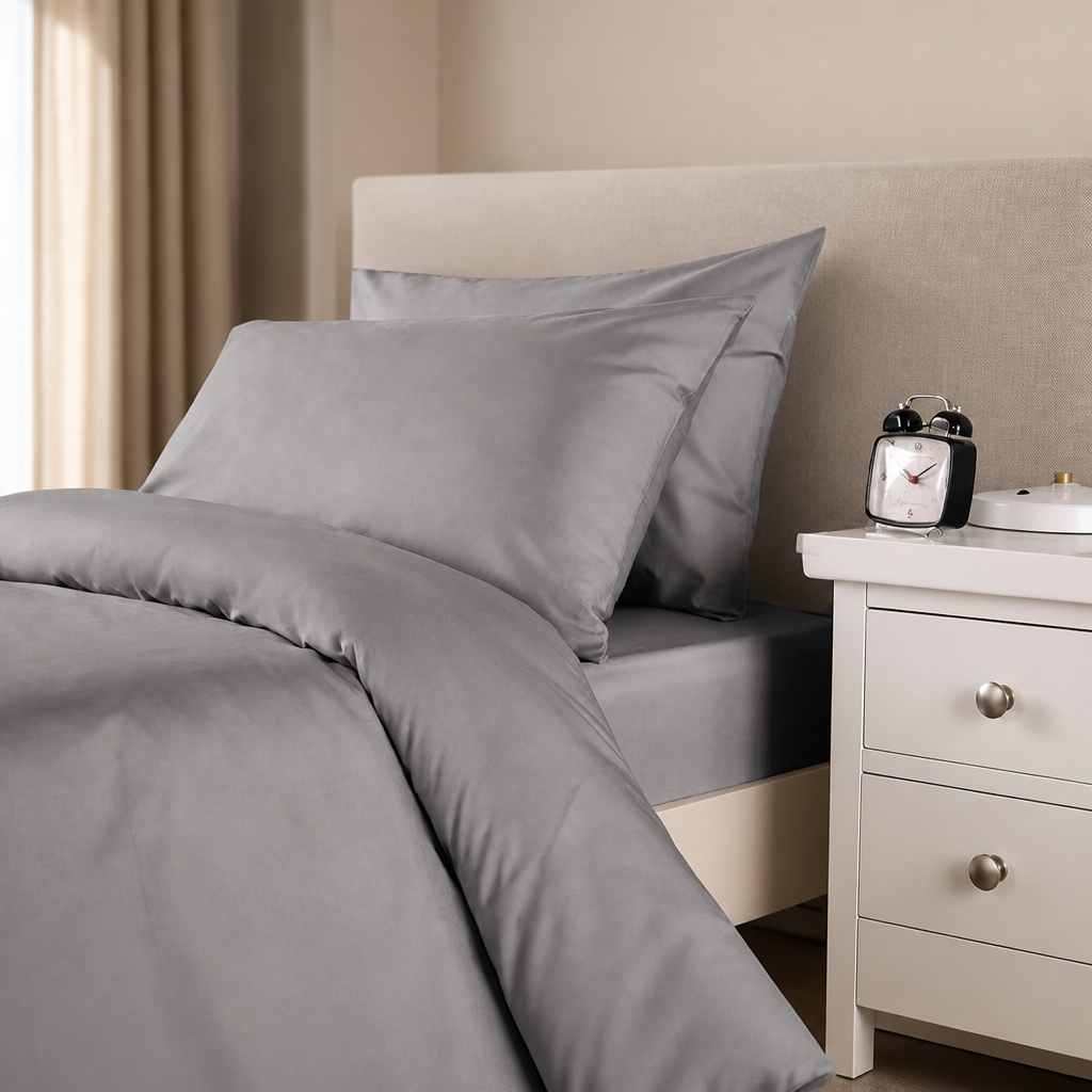 Grey Polycotton Housewife Pillowcases 500x760mm 2 Pack