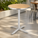 Commercial Round Flip Top Table 600mm Ash Wood Top