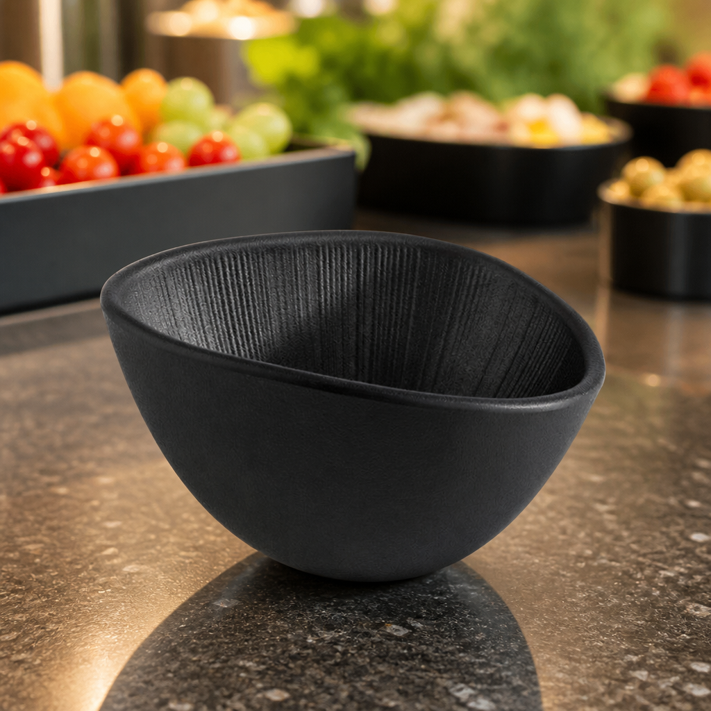 Commercial Melamine Bowl Black 300ml 145x125mm