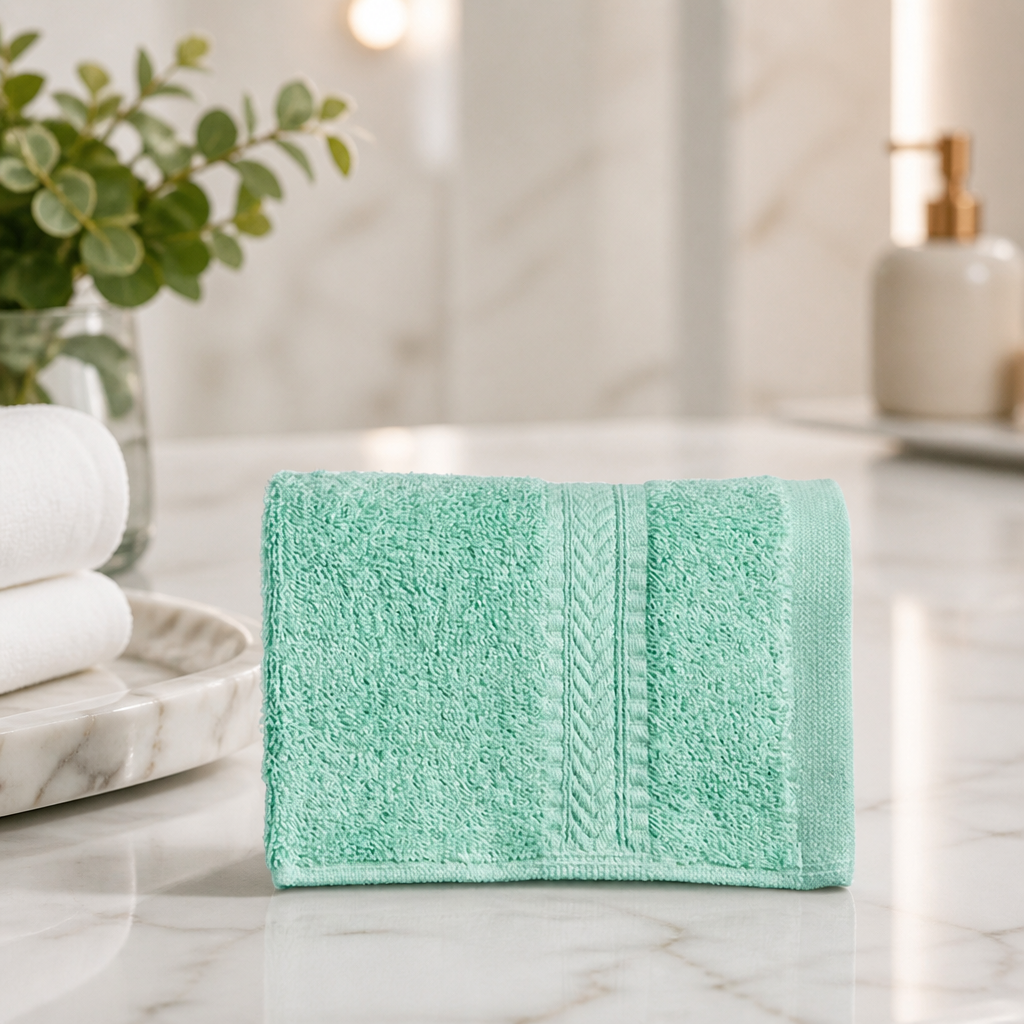 Commercial Mint Face Cloths 10 Pack of soft cotton towels