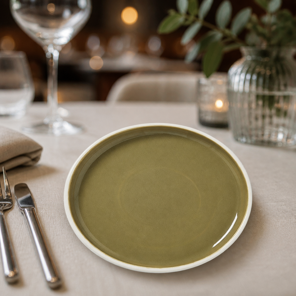 Commercial Stack Plates Olive 165mm 12 Pack for hospitality