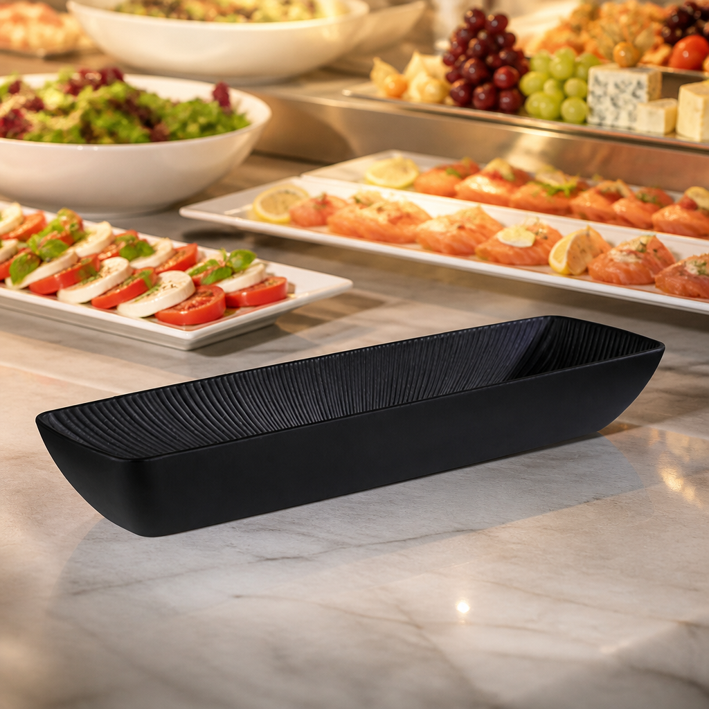 Commercial Melamine Bowl GN 2/4 Black 3.5L 530x162mm
