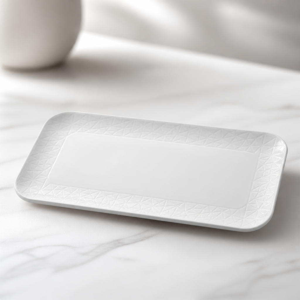 Commercial Shallow Oblong Trays 300mm Vitrified China 6 Pack