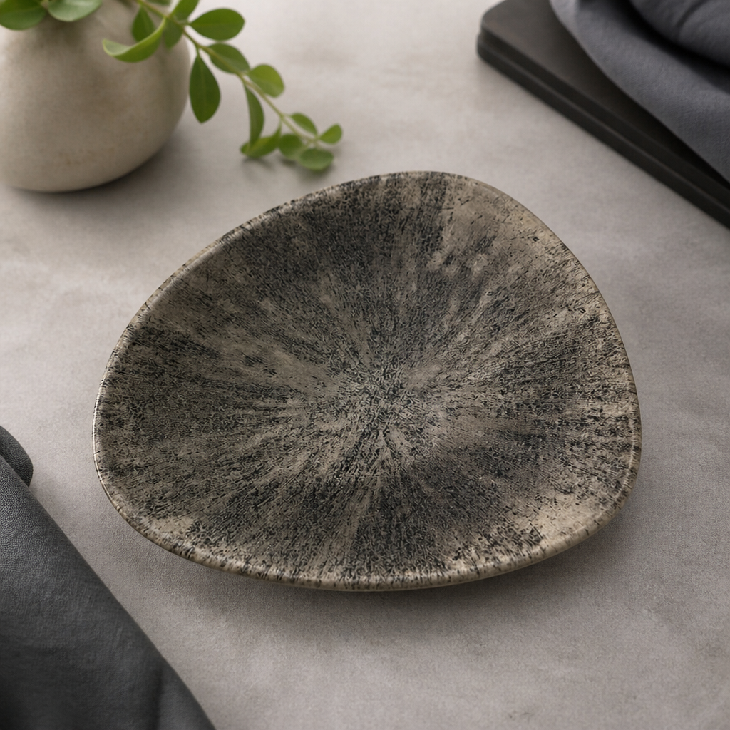 Commercial Stone Bowls 600ml Quartz Black 235mm 12 Pack