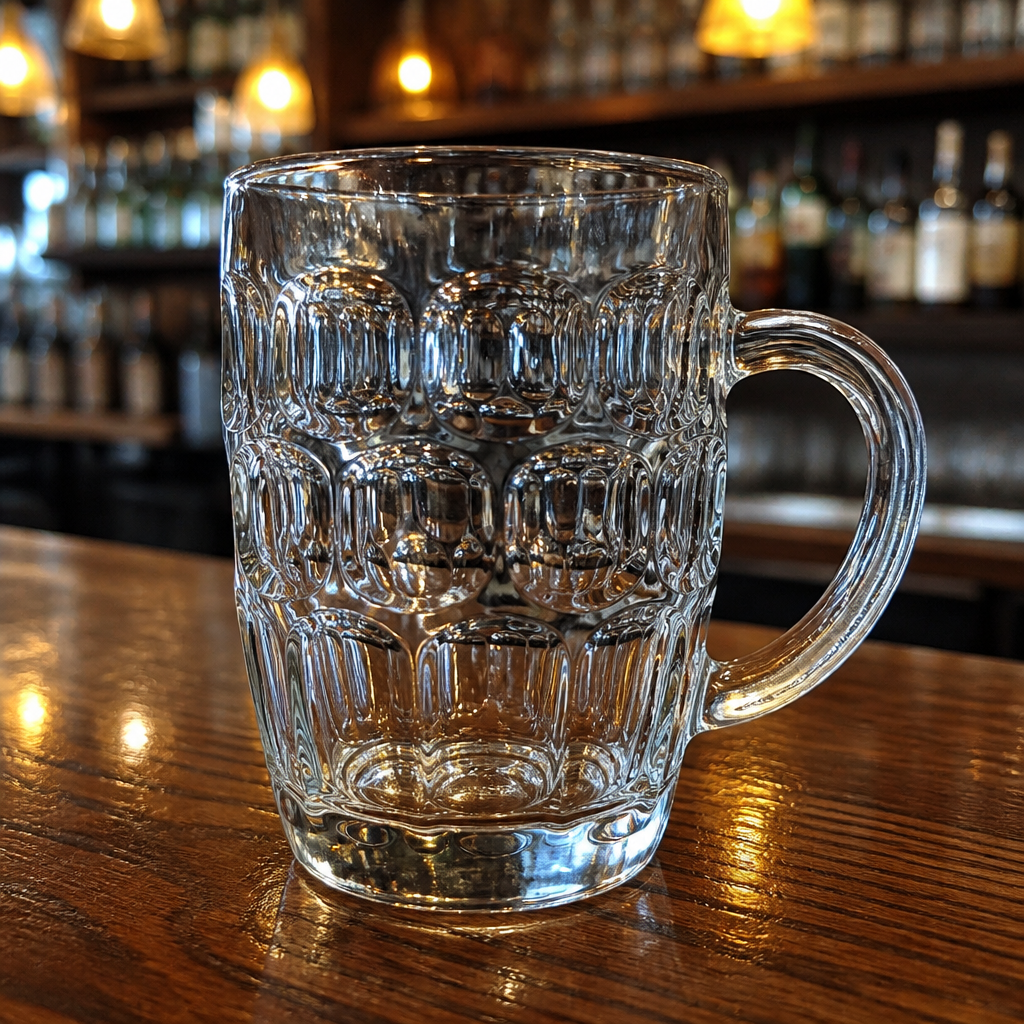 Dimpled Pint Tankards 570ml clear glass set of 24
