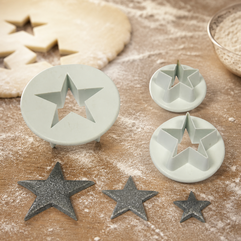 Set of 3 star pastry cutters for baking and desserts