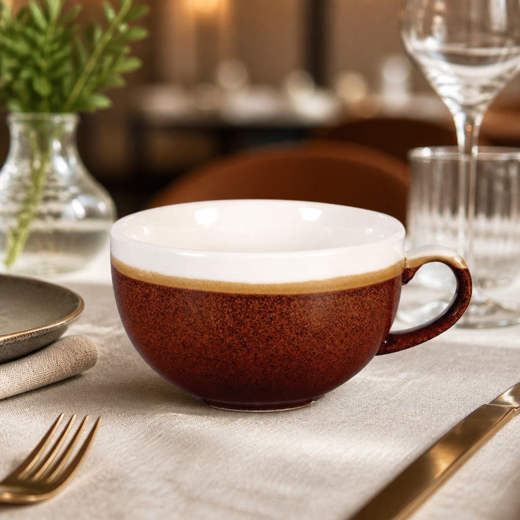Commercial Cappuccino Cups 340ml Cinnamon Brown 12 Pack