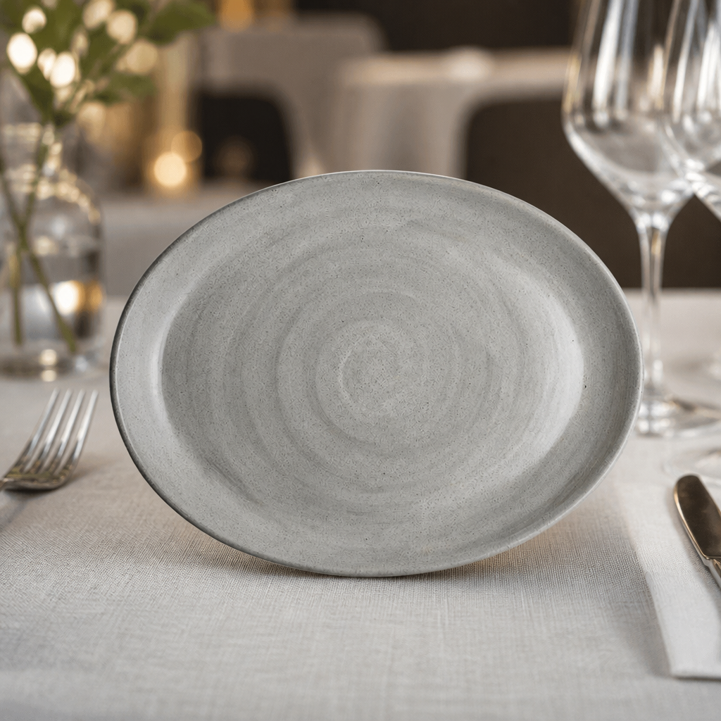 Commercial Oval Coupe Plates 202x152mm Dove Colour 24 Pack
