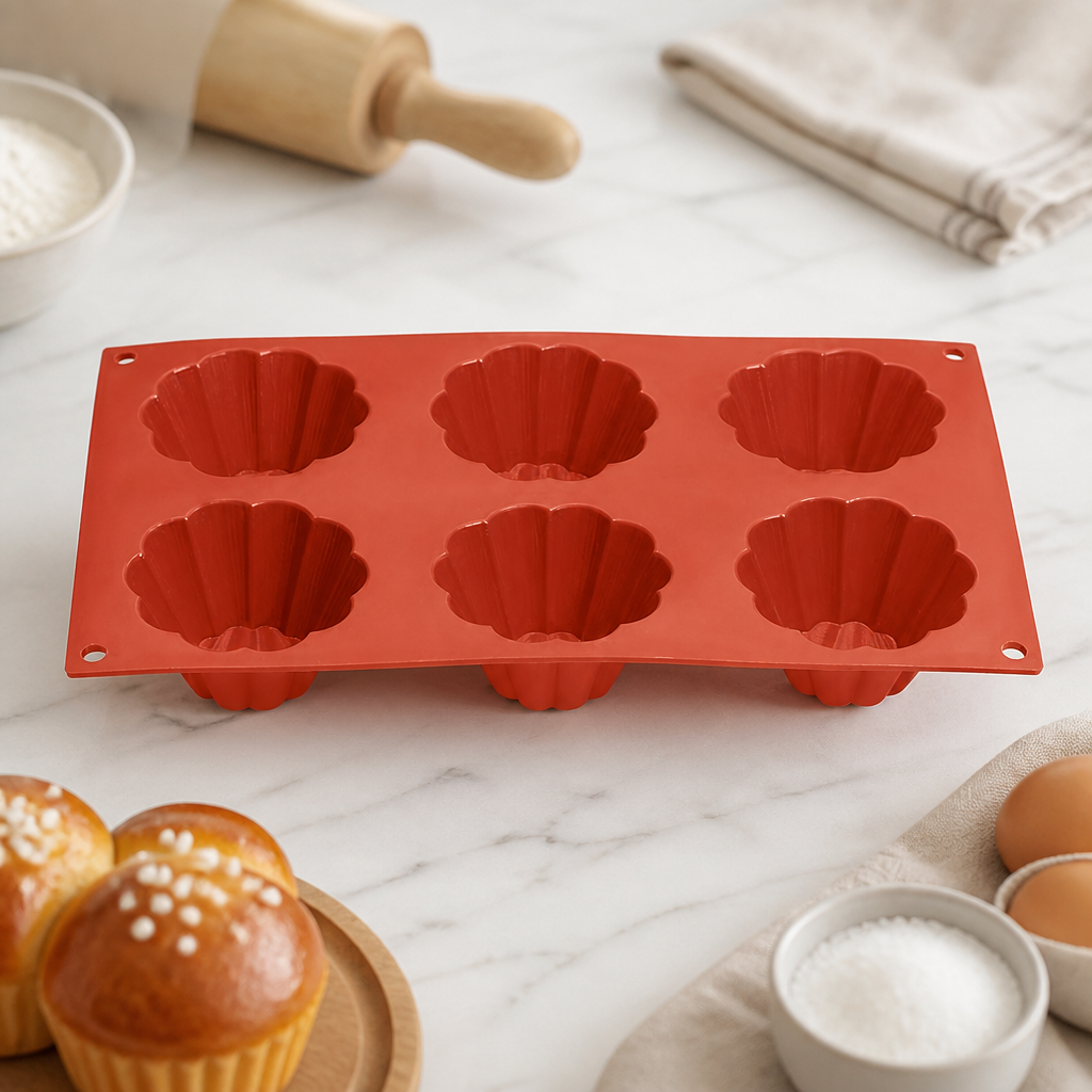 Commercial Silicone Brioche Mould 6 Cup Flexible Baking Tray