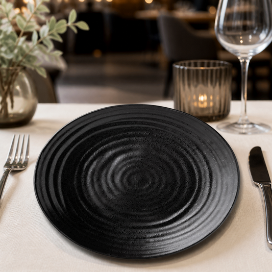 Commercial Stoneware Dinner Plates 280mm Ebony 6 Pack