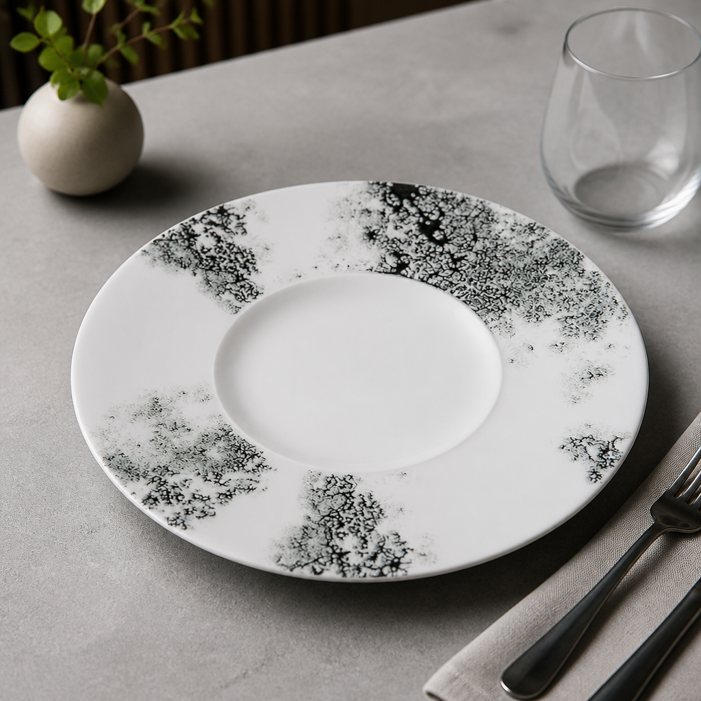 Commercial Medium Rim Plates Smoke Black 280mm 6 Pack
