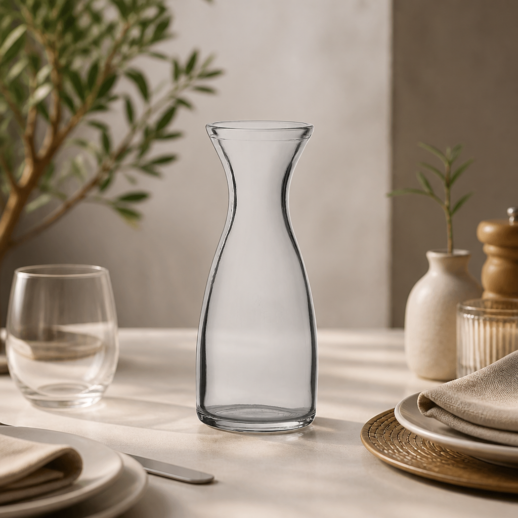 1L Clear Glass Carafes - 6 Pack - Commercial Tableware