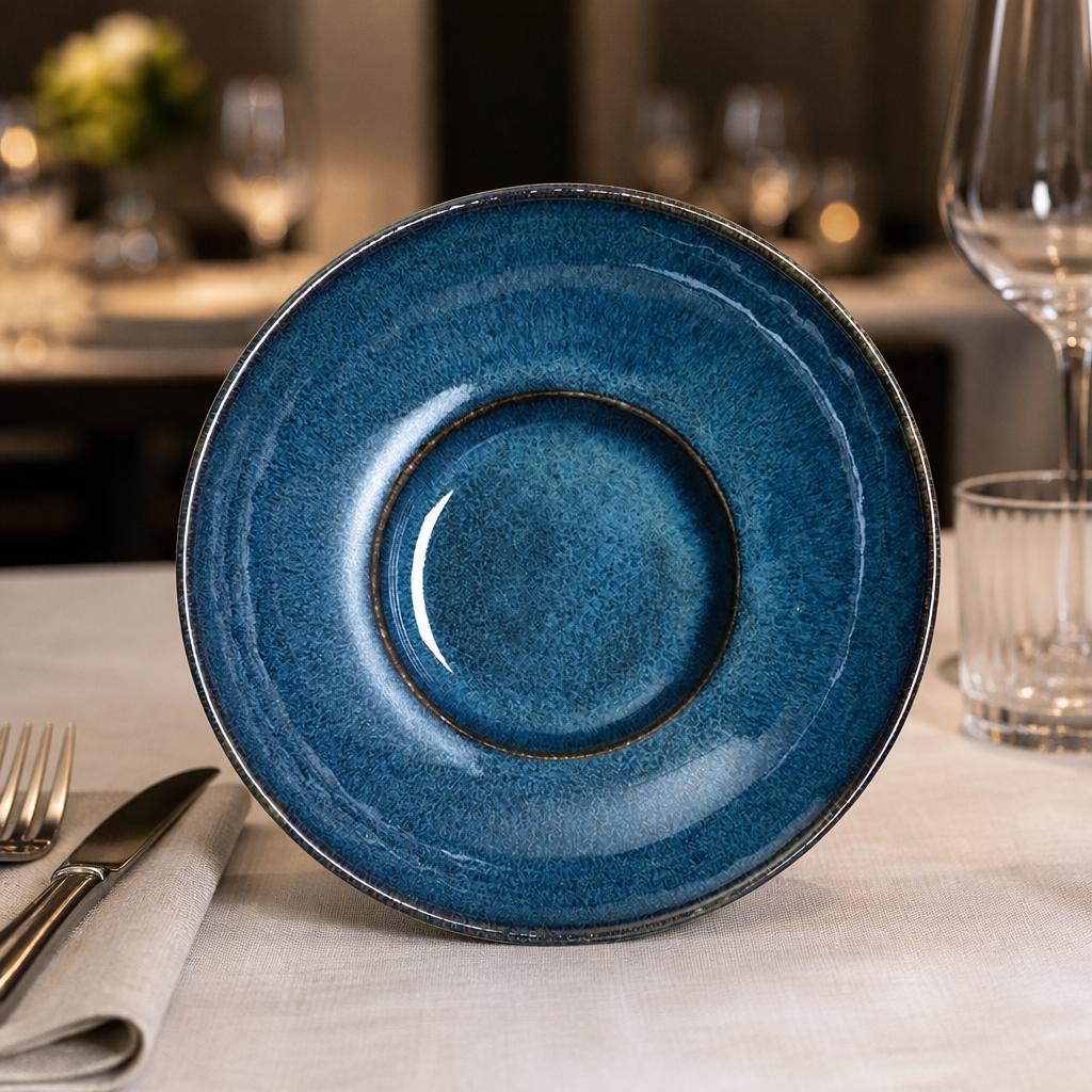 Wabi Sabi Rimmed Coupe Bowls 200mm in Indigo, 6 pack