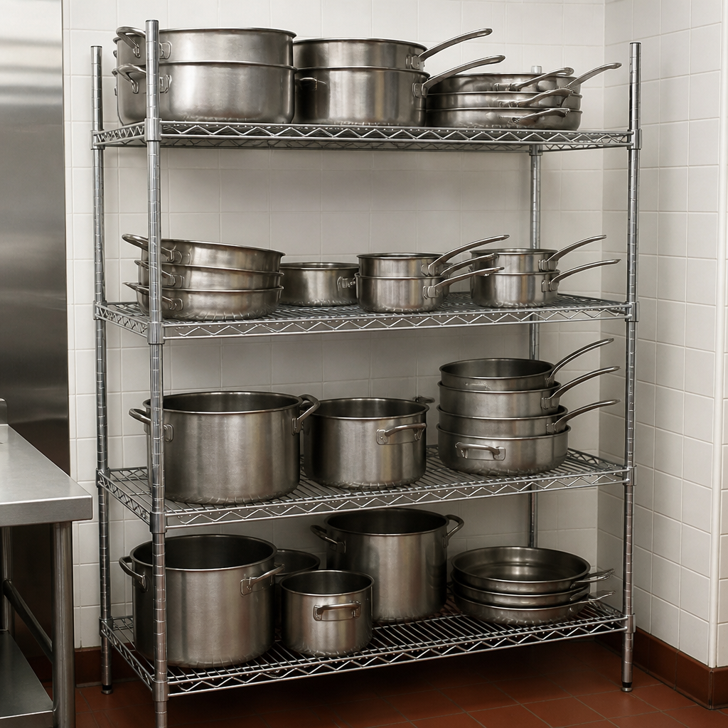 Commercial 4 Tier Wire Shelving Unit 1830x460mm Silver