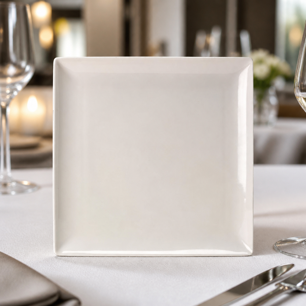 Commercial Porcelain Square Plates 270mm - 6 Pack