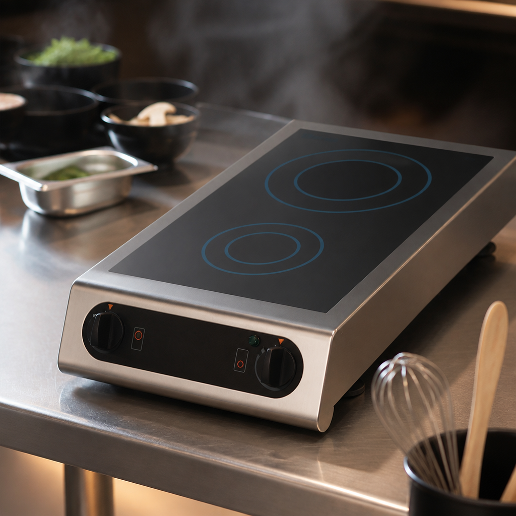 Commercial Induction Hob 3kW Twin Ring Cooking Zone