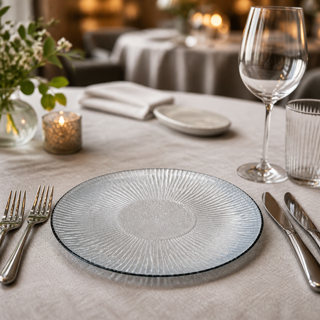 Commercial Charger Plates 225mm Bamboo Glass 6 Pack
