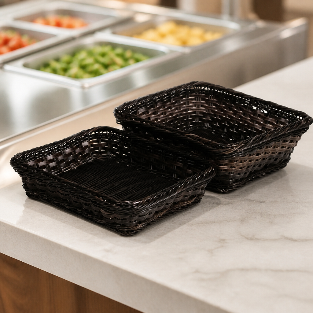Commercial Polyrattan Basket GN 1/2 100mm for Display