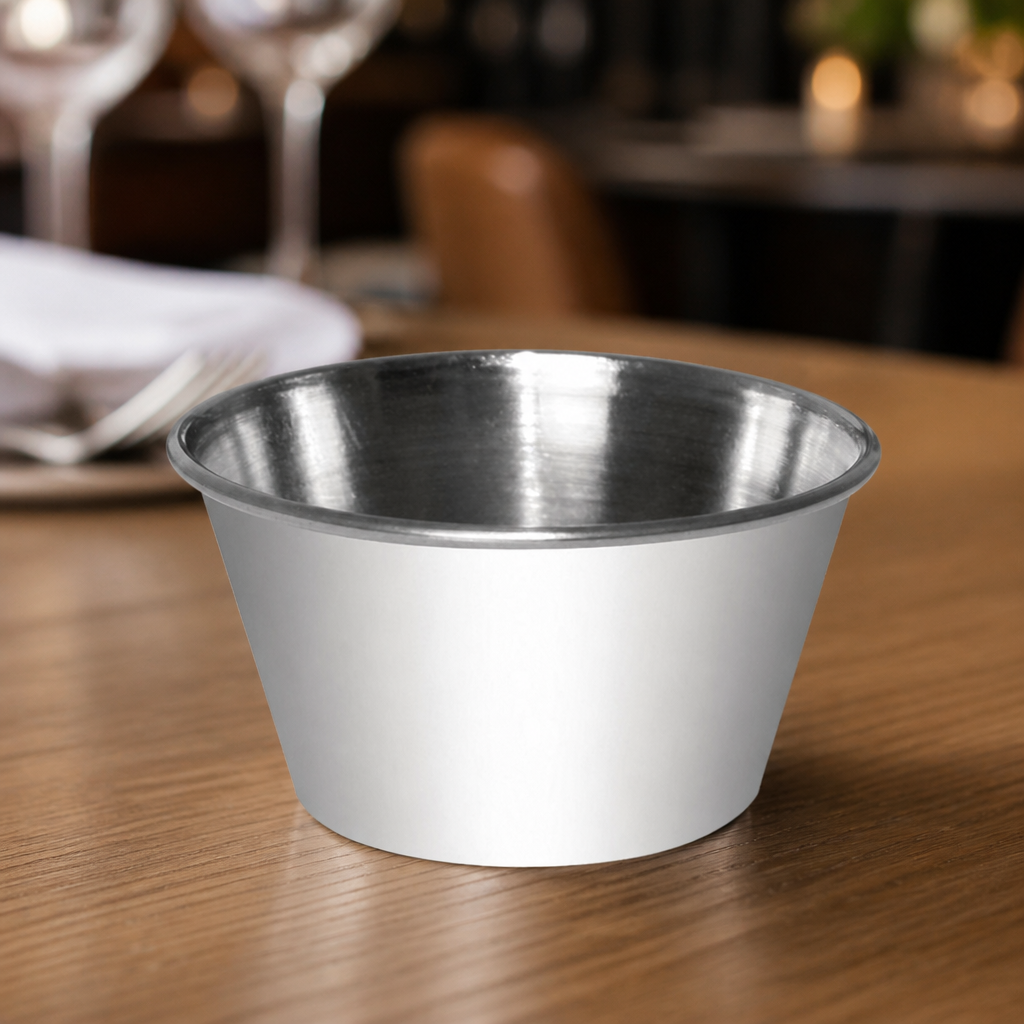 70ml stainless steel sauce cups in a 12 pack