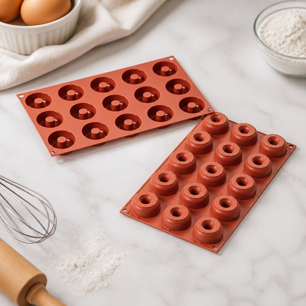 Commercial Silicone Mini Donut Mould 15 Cavity 45x18mm