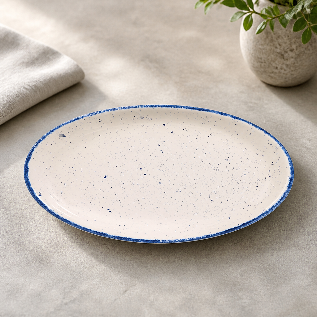 Commercial Oval Plates Indigo Blue 254mm - 12 Pack